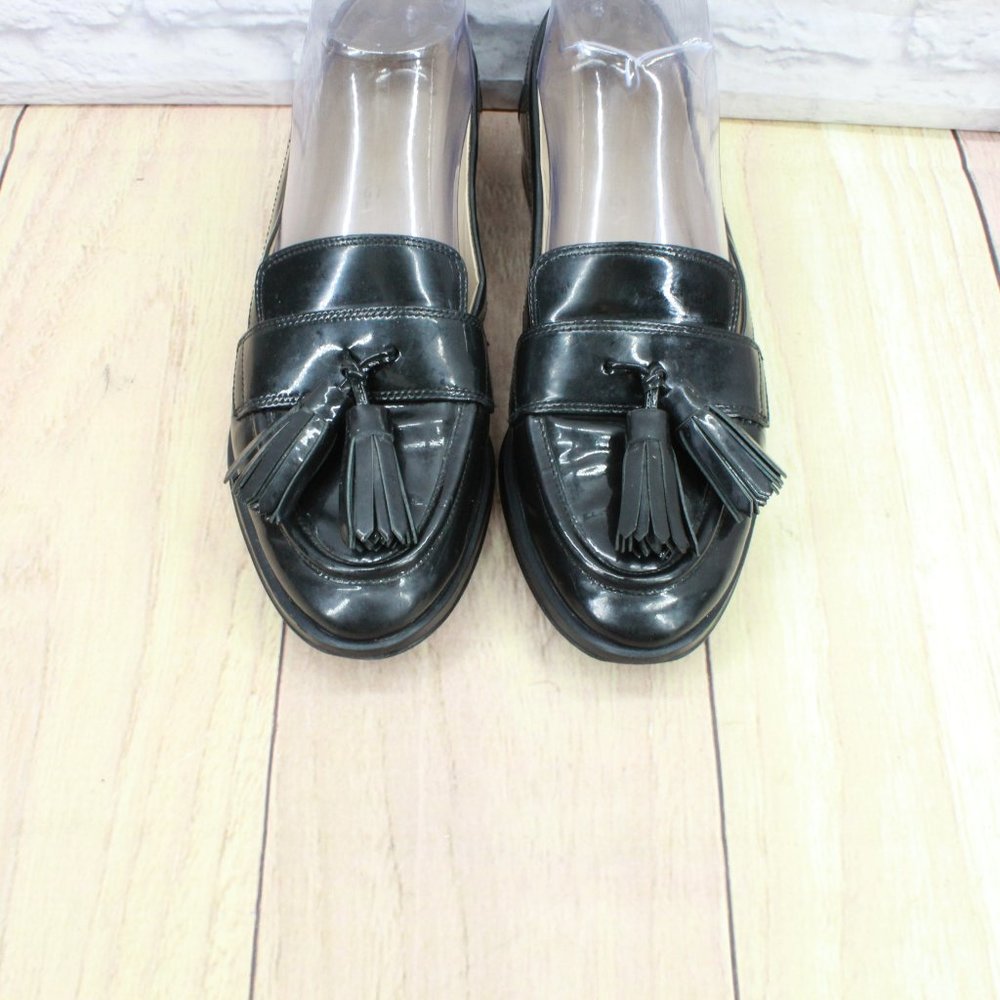 Via Spiga Black Leather Slip On Tassel Casual Loafers Shoes Size 7 Medium - Picture 5 of 9